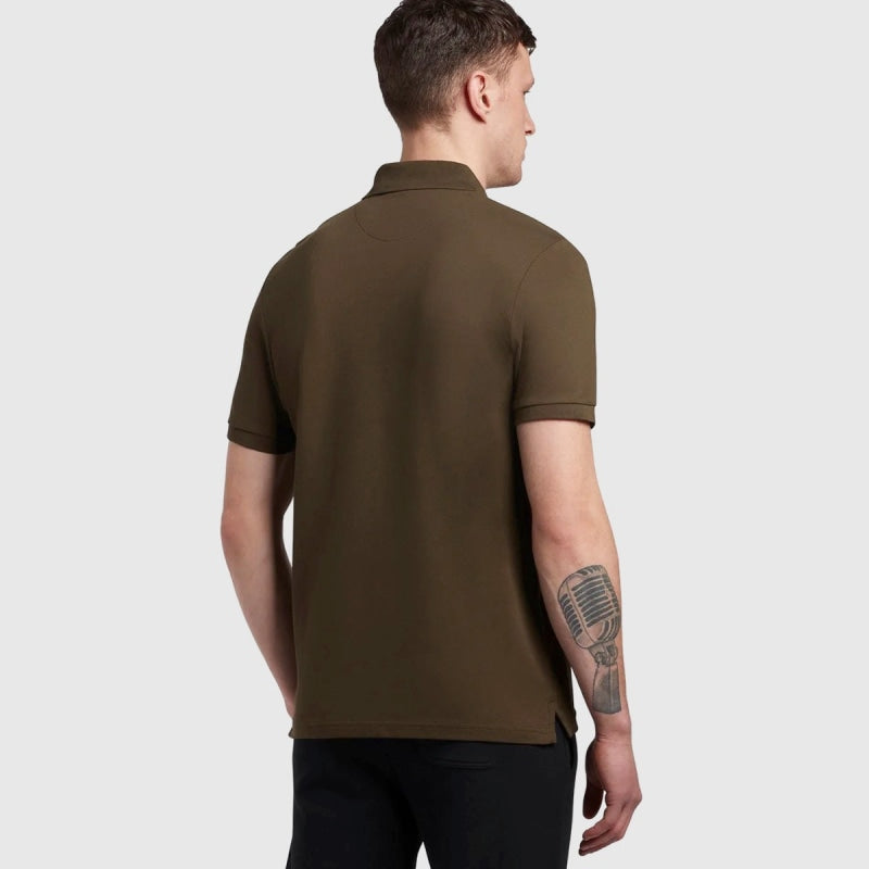sp400vog w485 plain polo shirt short sleeve lyle & scott polo olive back