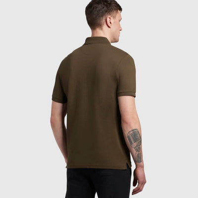 sp400vog w485 plain polo shirt short sleeve lyle & scott polo olive back