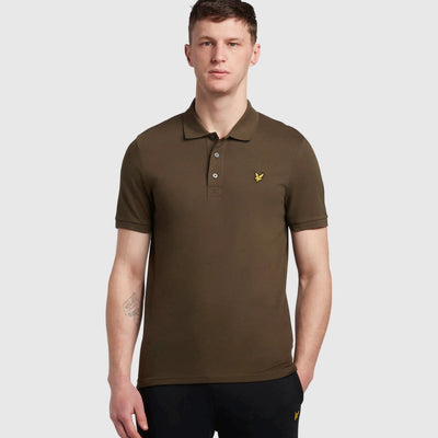 sp400vog w485 plain polo shirt short sleeve lyle & scott polo olive