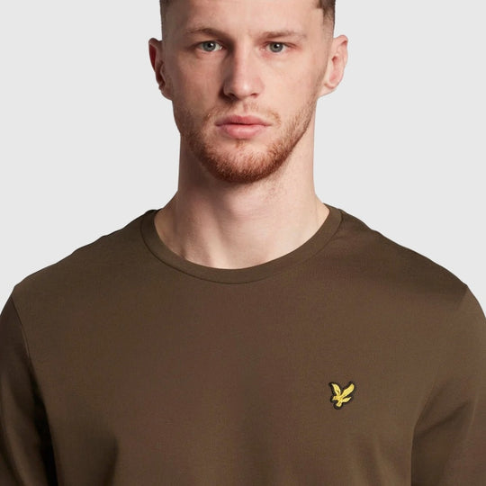 ts400vog w485 plain t-shirt short sleeve lyle & scott polo olive crop