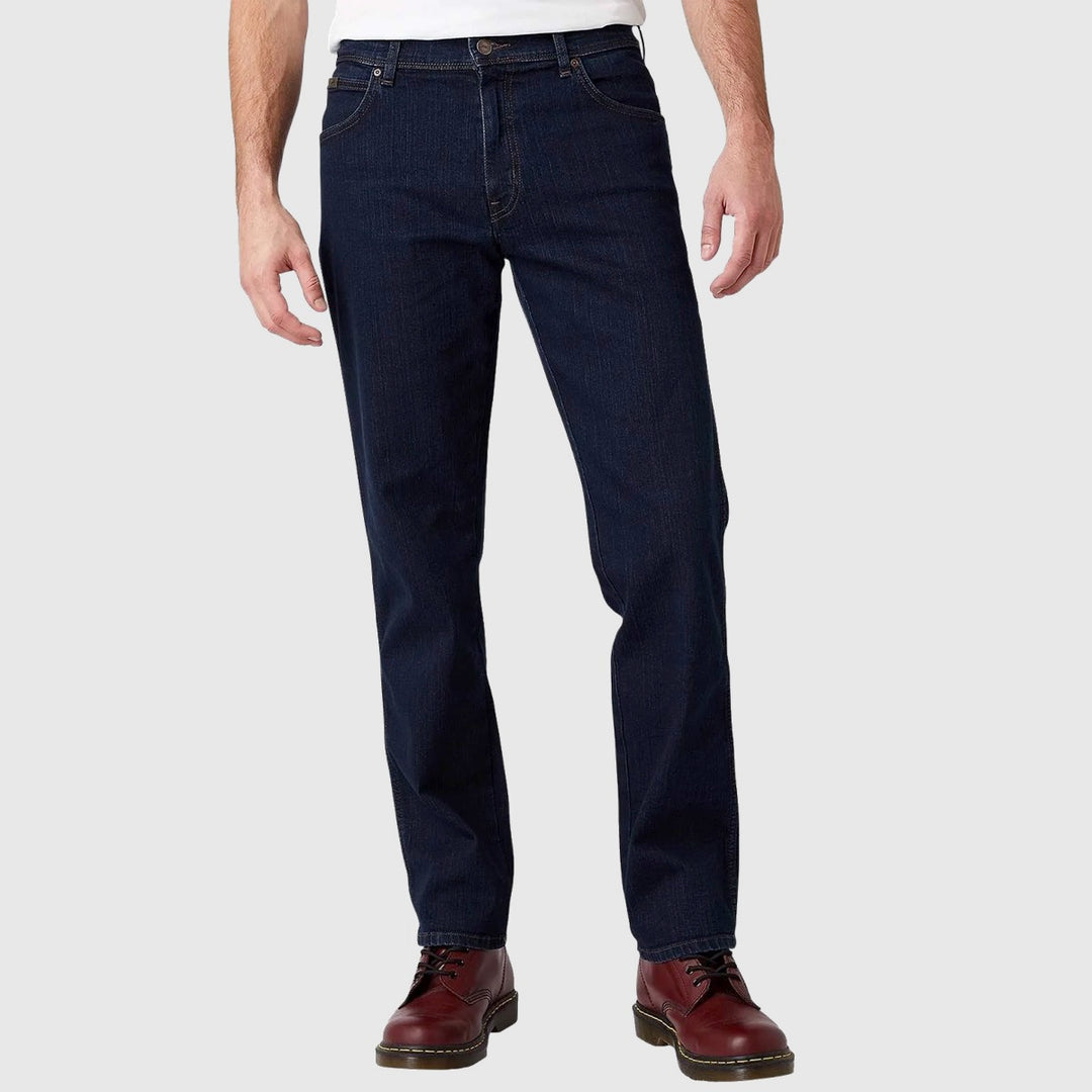 w121 75 001 wrangler texas blue black stretch jeans